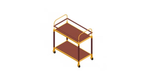 Isometric Serving Cart Assembly Animation