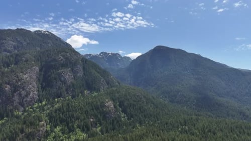 Aerial video of forest and mountains in British Columbia, Canada