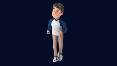 3D Animated Young Boy Character Walking Loop