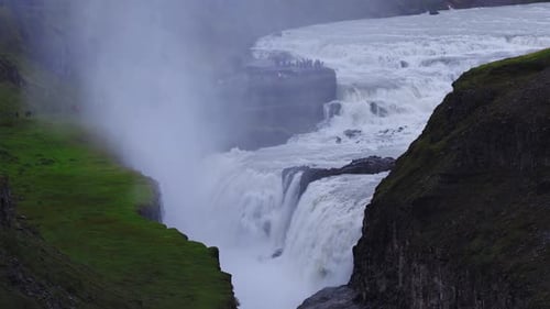 Aerial View of Gullfoss Waterfall and Hvita River in Iceland