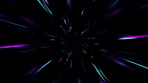 Futuristic Neon Light Trails Hyperspace Tunnel Animation