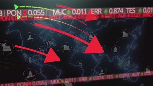 Global Data Visualization with Falling Stock Market Arrows
