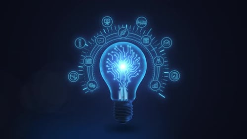 Digitaler Schaltkreis in einer Glühbirne schafft innovative Technologiekonzepte
