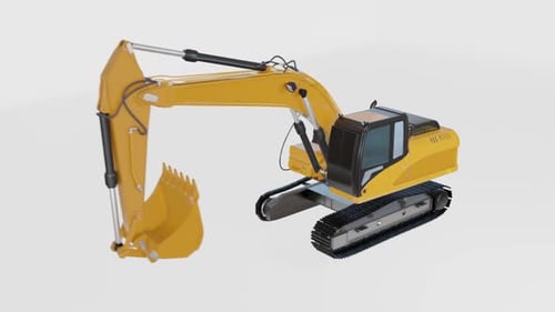 Excavator Digger Work Loop Animation