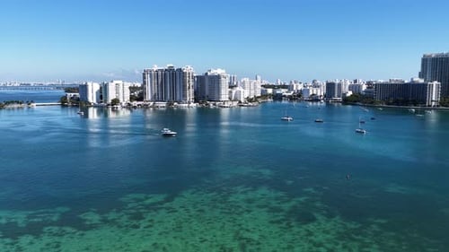 Miami Beach Skyline At Miami Beach In Florida United States.