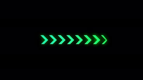 Abstract Green Neon Glowing Arrows Moving Loop
