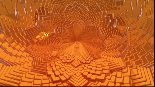 Abstract Orange Cubes Tunnel Loop Animation Background