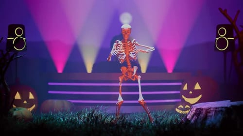 Lustiges Skeletttanz auf dem Friedhof Halloween-Konzept