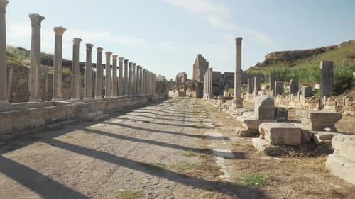 Scenic colonnade in Perge (Perga) at Antalya Province, Turkey