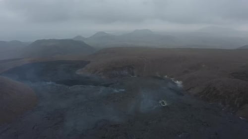 Aerial video of the eruption of the Fagradalsfjall volcano in Iceland