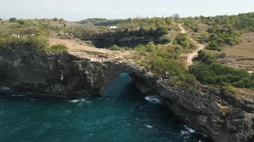 Drone view of Broken Beach in Nusa Penida island, Indonesia