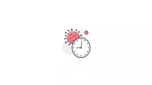 Medical Flat Design Virus and Clock Icon Animation