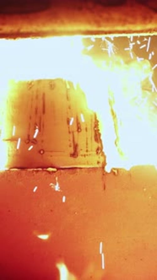 Erupting Fire and Sparks on a Block