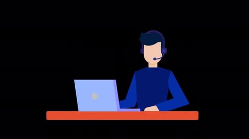 Call Center Operator Animation 4K On Alpha