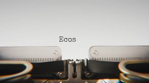 Old mechanical typewriter typing Ecosystem Loss in a close-up view.