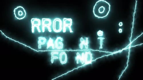 Glitch Error 404 Page Not Found Neon Text Animation