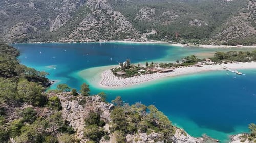 Aerial View of Ölüdeniz Beach and Clear Waters