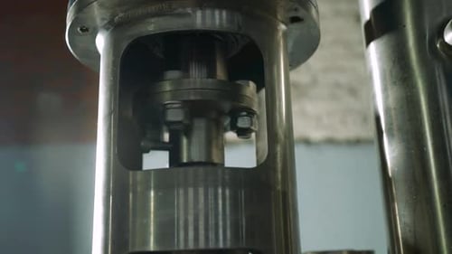 Rotating Details in Industrial Machinery in Plant Workshop Closeup View Industry and Business