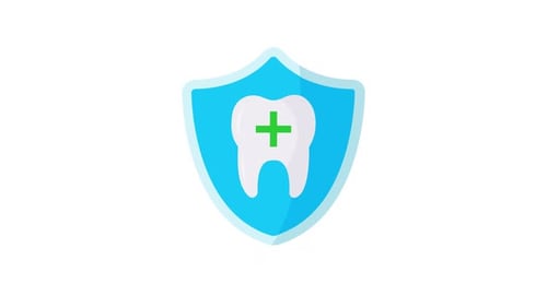 Flat Design Animated Icon: Tooth Protection Shield
