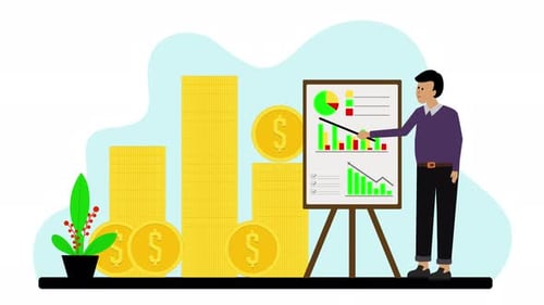Flat Design Business Presentation with Animated Financial Growth