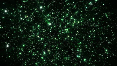 Abstract background of bright green glowing shiny bokeh stars