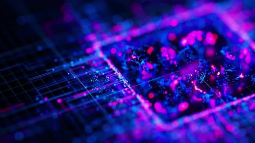 Unité centrale de traitement d'intelligence artificielle Animation Noyau d'informatique quantique avec flux de données et