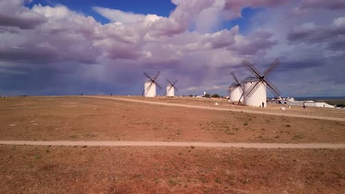Aerial view of Don Quixote Windmills In Spain
