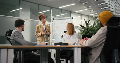 Business Employees Having a Productive Meeting in Modern Office