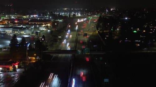 Timelapse Of Traffic In The Highway At Night In The City.