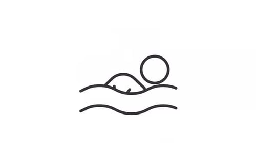 2D animated simple black thin linear swimming icon