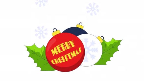Merry Christmas baubles holly snowflakes 2D animation
