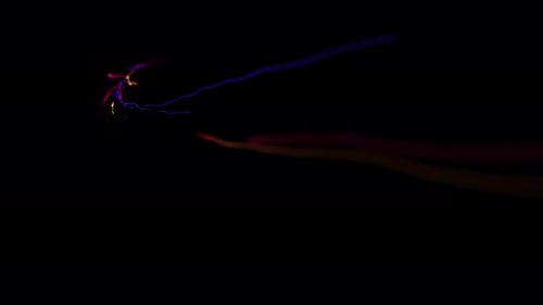 Abstrakte bunte Lichtspuren Dunkler Hintergrund Dynamische Energiestreifen Leuchtende Linien Neonpurpurrot