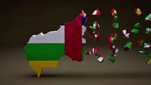 Central African Republic Map Reveal with Flag Texture Animation