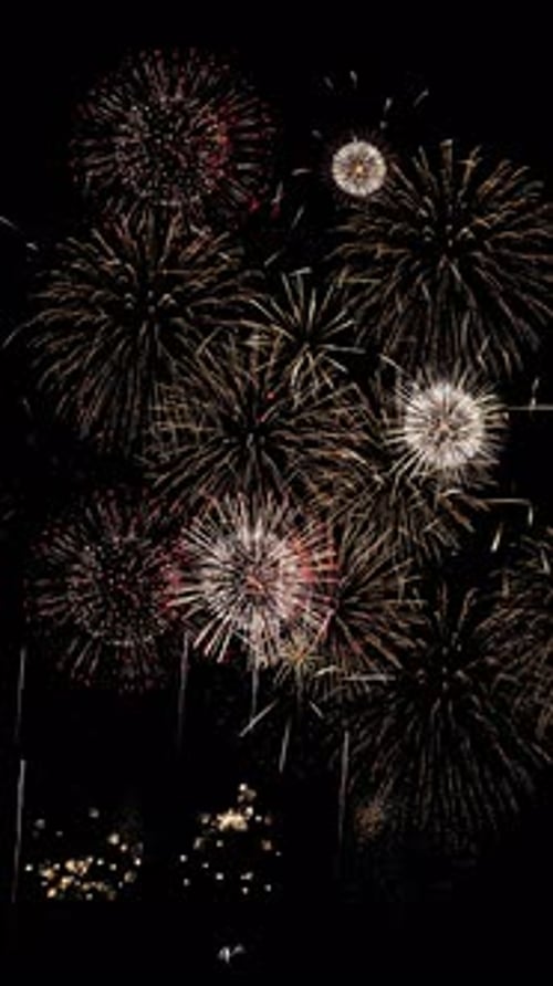 Vertical Realistic Fireworks Display Alpha Channel for Celebrations and Events