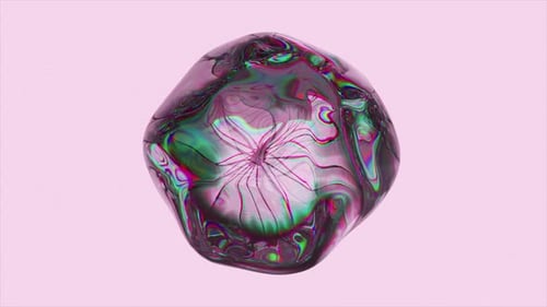 Spider Pattern with Many Thin Legs Inside a Water Drop The Transparent Sphere Changes Shape