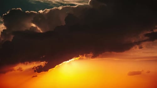 Golden Sunset with Dark Clouds Timelapse