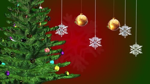Festive Christmas Tree and Ornaments Holiday Background
