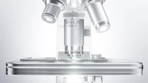 Close-Up of a Modern Microscope in a Laboratory Setting
