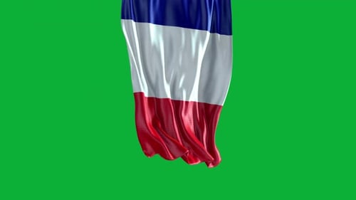 Looping Realistic French Flag Waving on Green Screen
