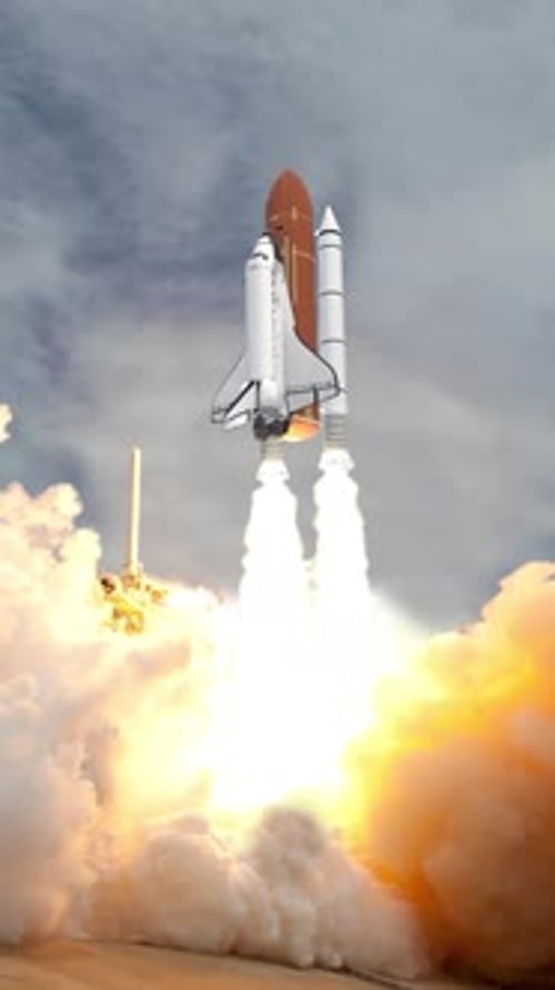 Vertical Space Shuttle Rocket Launch into Sky