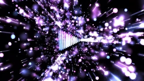 Futuristic Digital Tunnel Loop with Glowing Geometric Shape