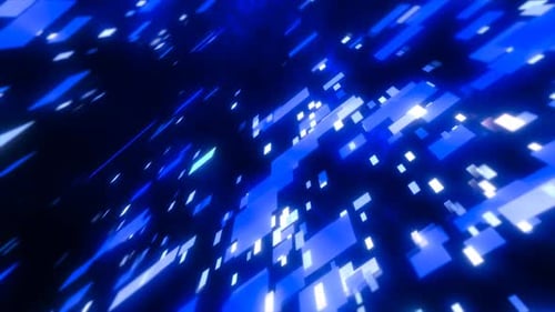 Blue energy squares and rectangles particles magic glowing hi-tech futuristic abstract background