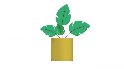 Modern Animated 3D Houseplant in Pot