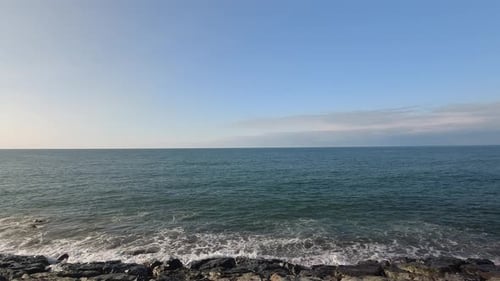 Black Sea Waves With Horizon Background