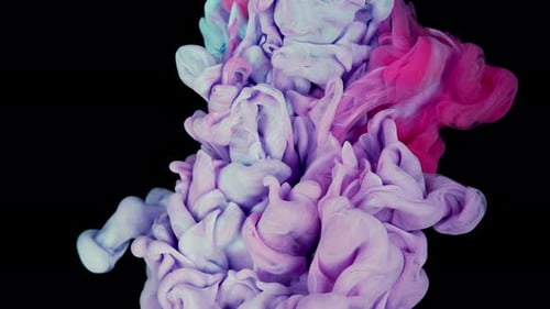 Colorful Ink Swirls of Paint on Black Background