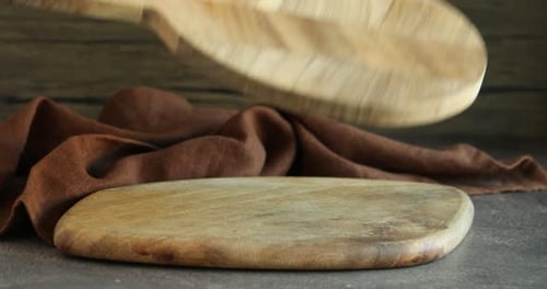 Wooden Cutting Boards Stacked on Kitchen Counter