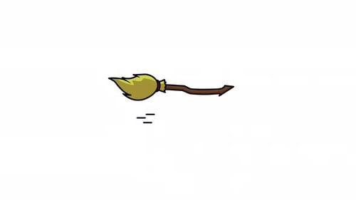 witch broom icon animation 4k