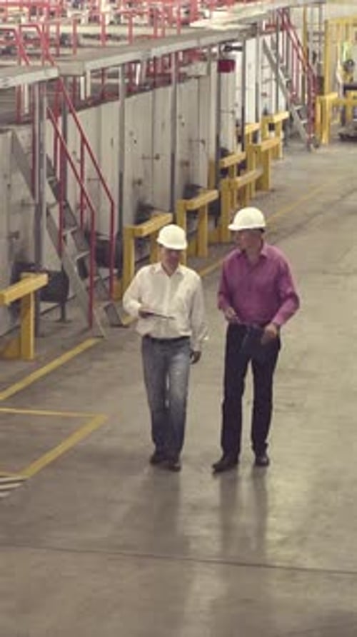 Engineers Walking Through Factory