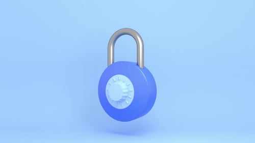 3D Blue Padlock with Open Shackle
