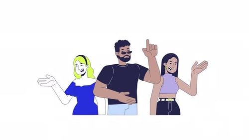 Animated Flat Design Characters Gesturing and Presenting